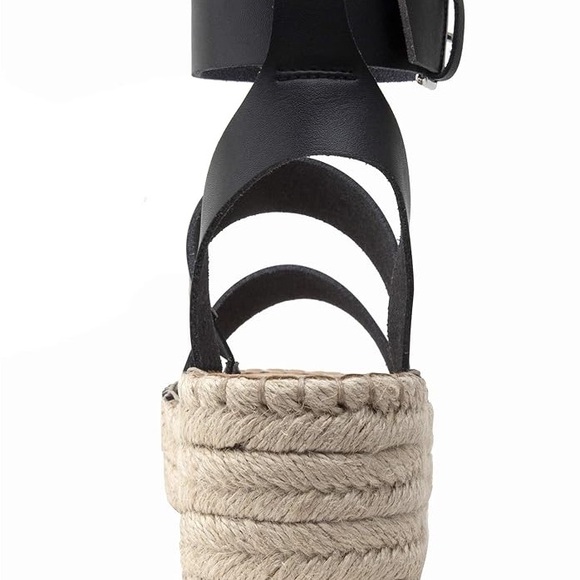 El Drop Elegant Black Espadrille Sandals - Picture 3 of 7